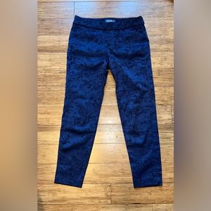 Navy Blue Pixie Mid-Rise Floral Pants.